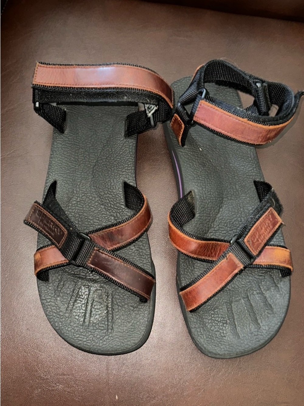 Mens sperry topsider sling back Velcro snap Sandals. Size 12.